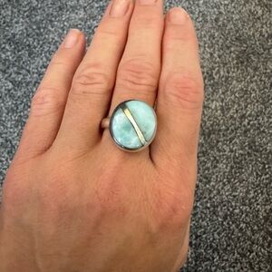 Beautiful Larimar and Sterling Silver Ring size 8.5